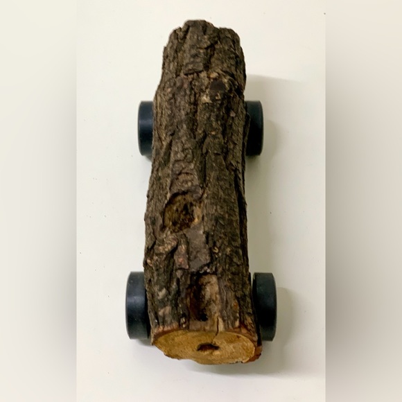1980s Vintage Hand Crafted Homemade Wooden Tree Log Pinewood Derby Race Car - Picture 4 of 12